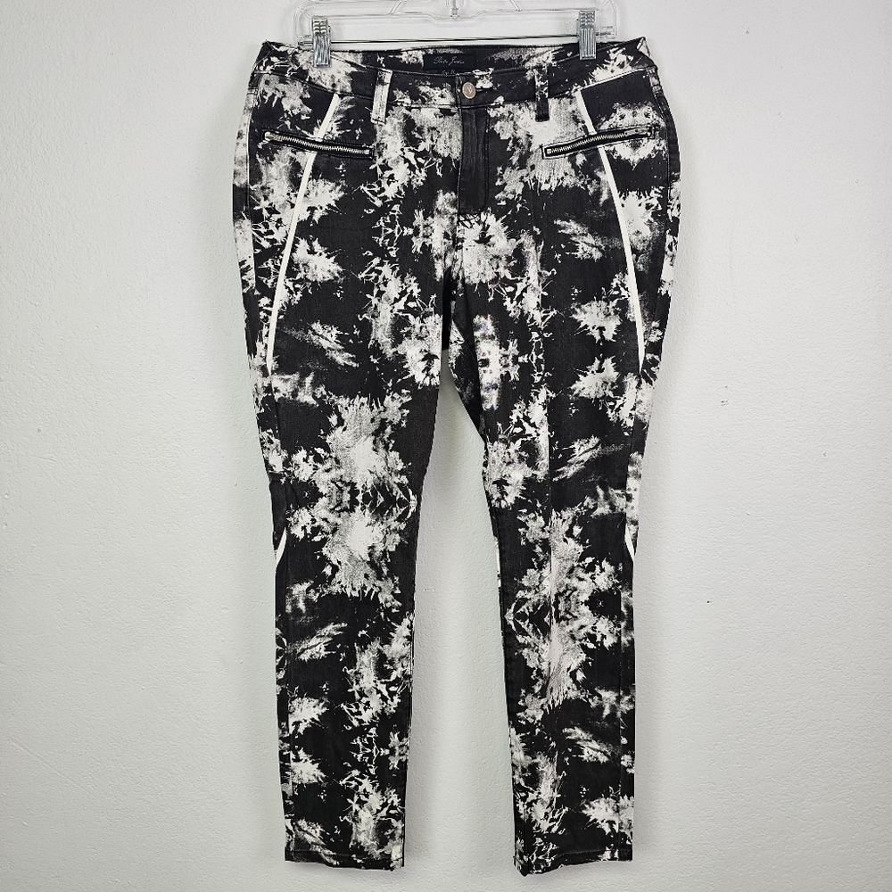 Poetic Justice Jeans Maya Skinny Black White Tie Dye Sz 32/29 Streetwear Urban